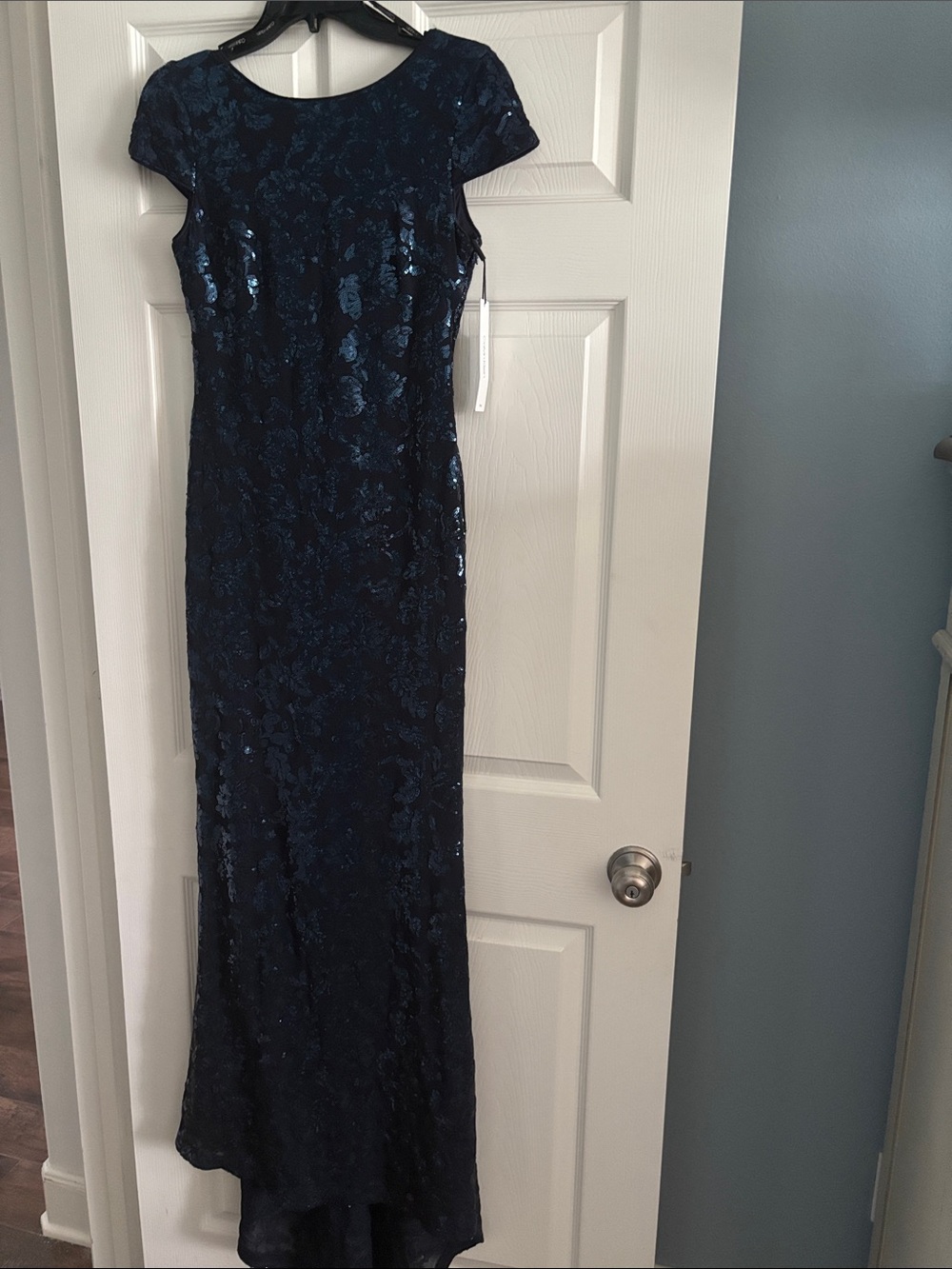 Calvin Klein Navy Sequin Maxi Dress NWT